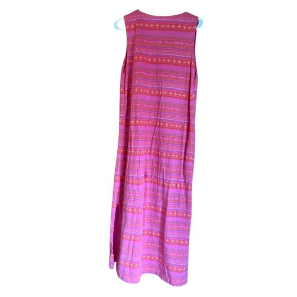 Fresh Produce Pink & Red Sleeveless Maxi Dress With V-Neck & Side Slits - Size M - Picture 6 of 9